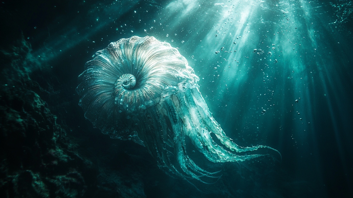 Nautilus shells in spiral